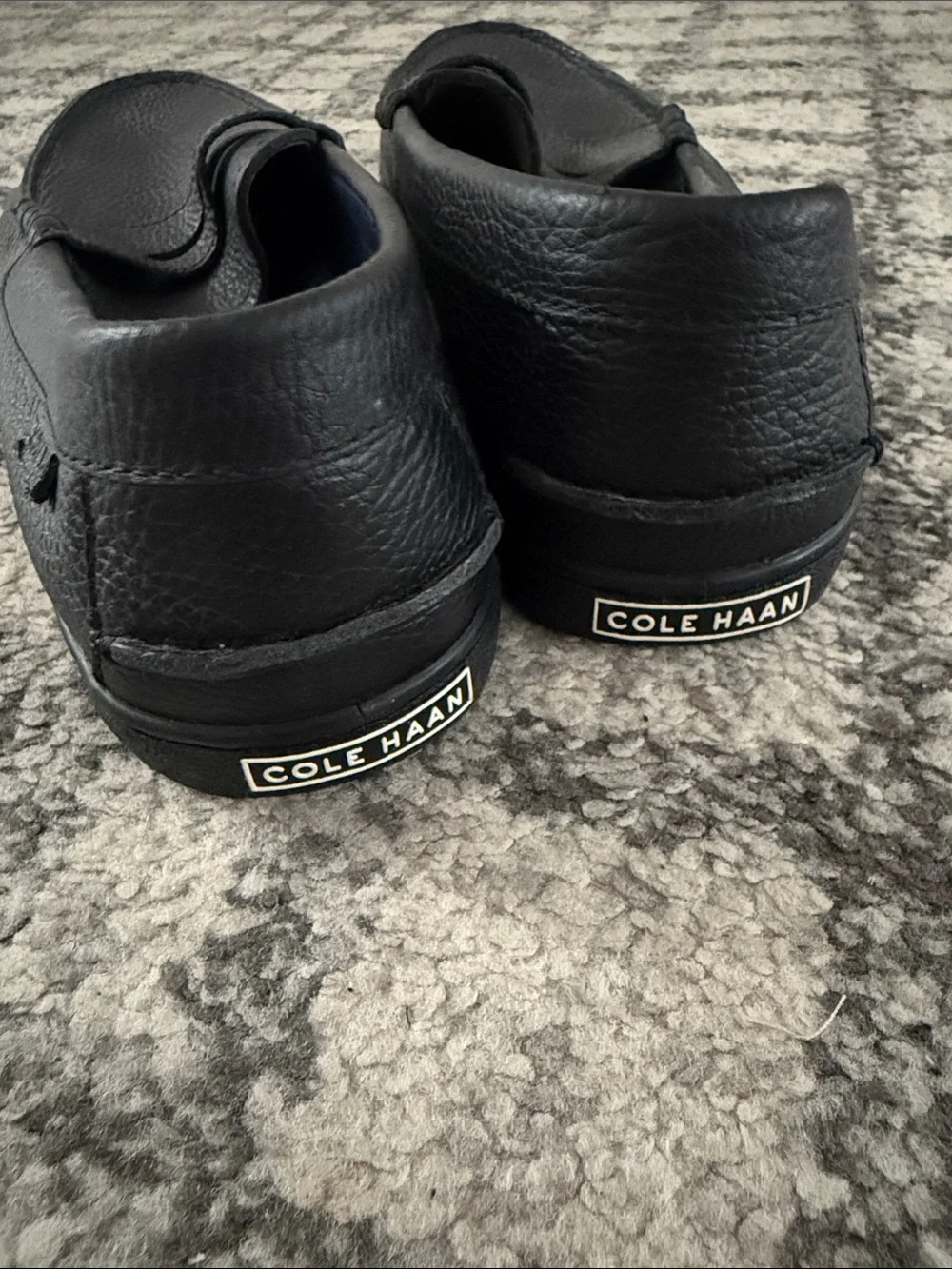 Cole Haan Black Pebbled Leather Penny Loafers
